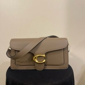 Coach Taupe Leather Crossbody Bag with Gold Accent